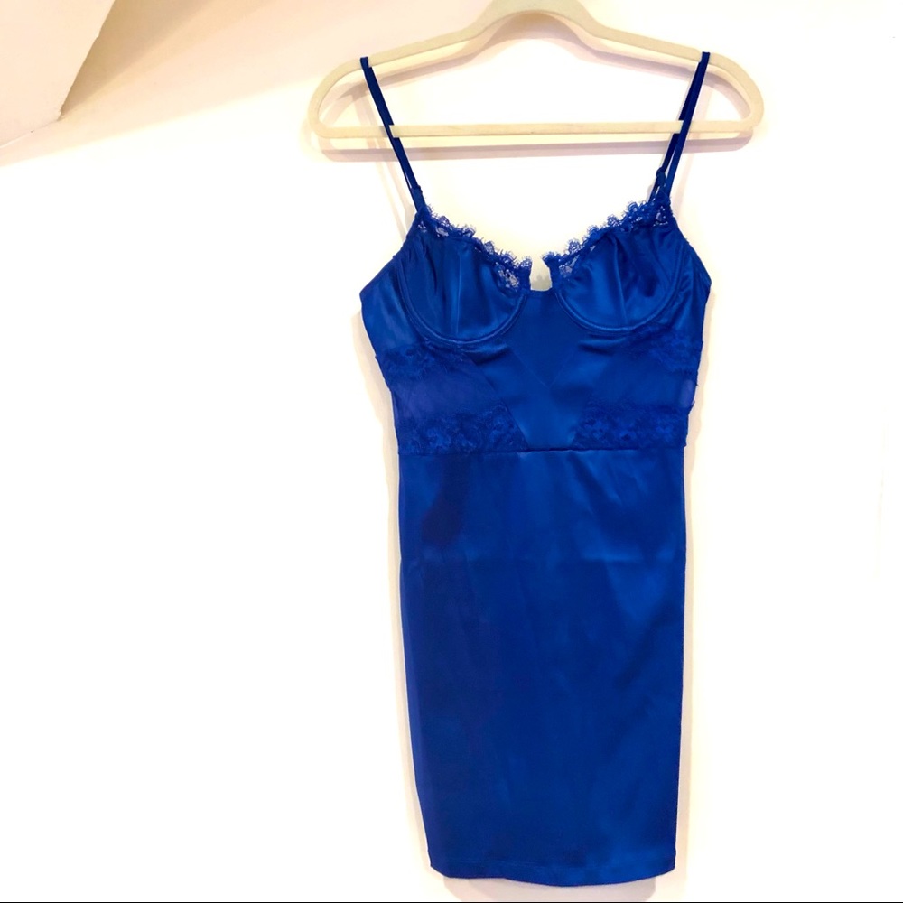 Fashion Nova Royal Blue Satin Dress